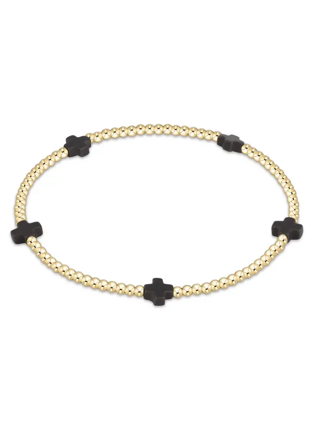 Signature Cross Small Gold Pattern 2mm Bead Bracelet