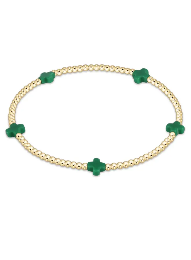 Signature Cross Small Gold Pattern 2mm Bead Bracelet