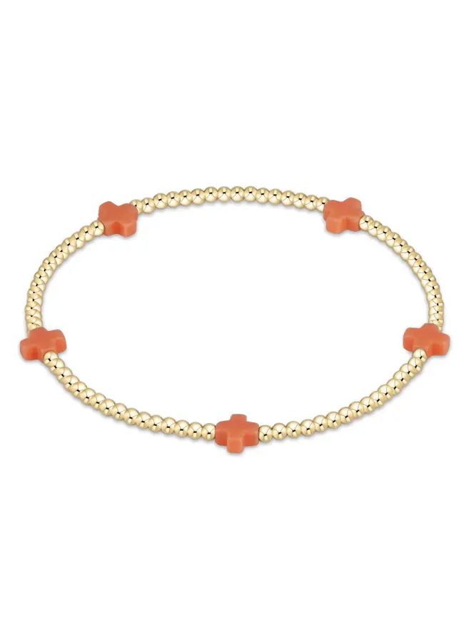 Signature Cross Small Gold Pattern 2mm Bead Bracelet