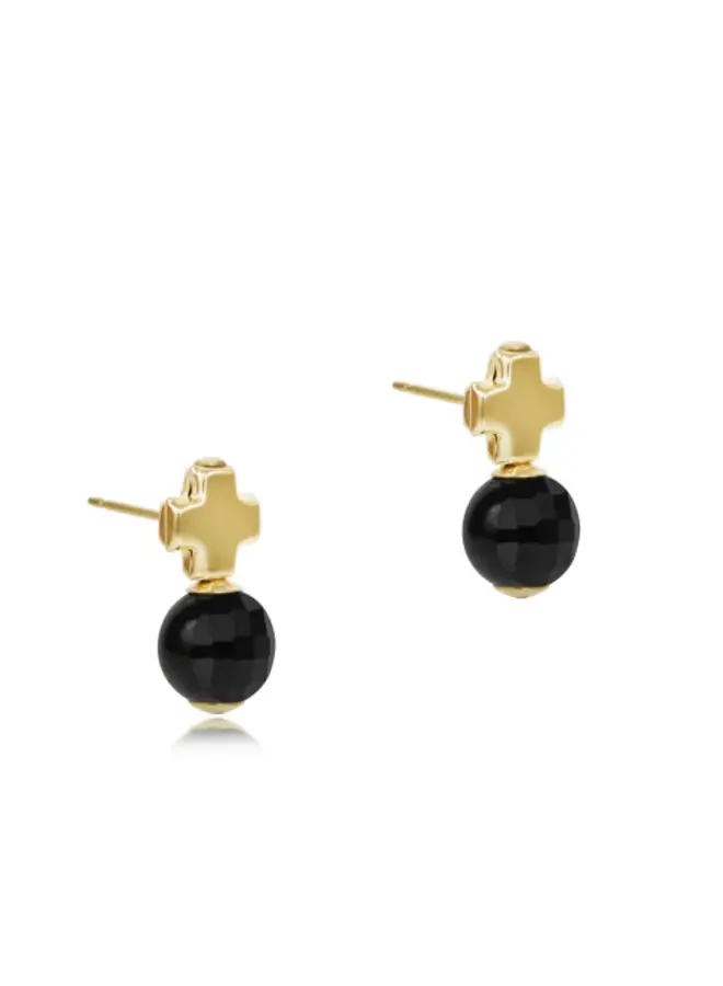 Signature Cross Gold Stud - Faceted Onyx