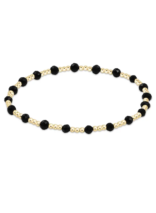 Gemstone Gold Sincerity Pattern 3mm Bead Bracelet Faceted Onyx