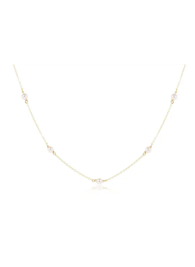 17" Choker Simplicity Chain Gold 4mm Bead Pearl