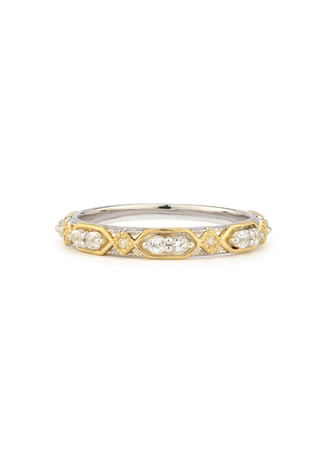 Mixed Metal Silver Open Kite Lisse Stacker Band