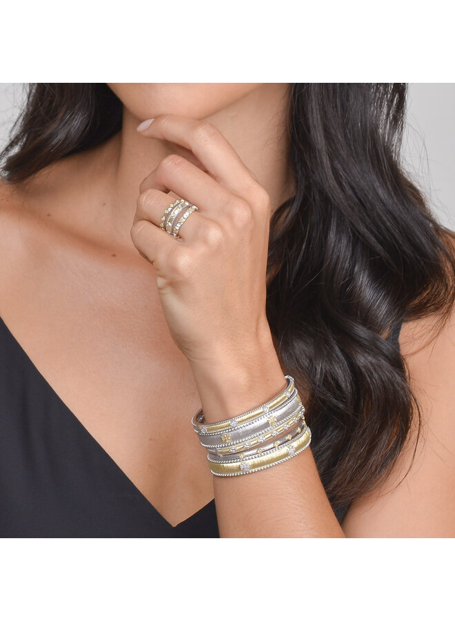Mixed Metal Silver Open Kite Lisse Stacker Band
