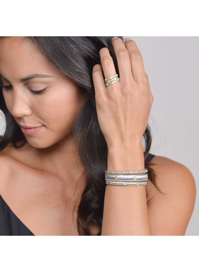 Mixed Metal Silver Moroccan Stacker Band