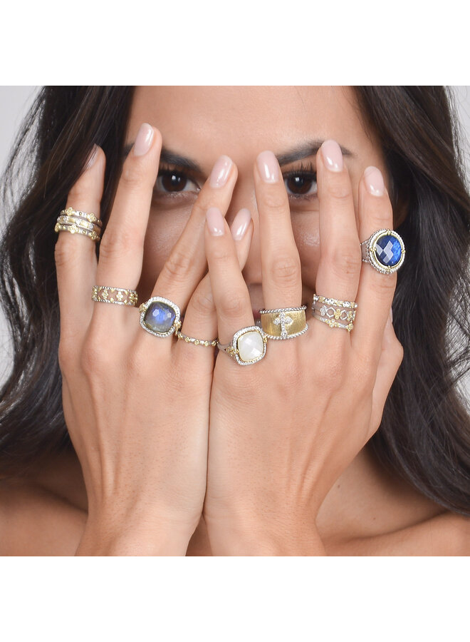 Mixed Metal Silver Moroccan Stacker Band