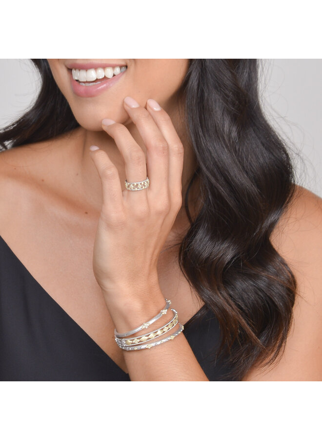 Mixed Metal Silver Triple Moroccan Trio Bangle