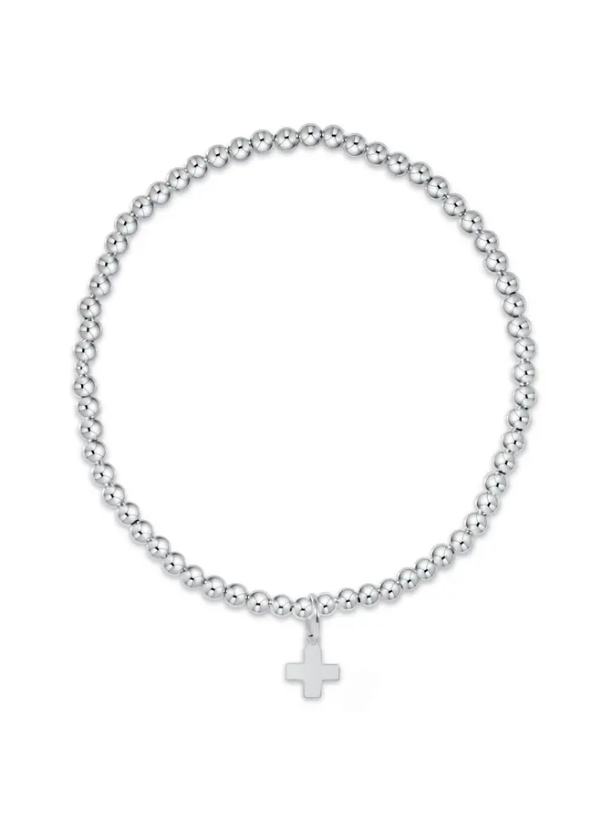 Classic Sterling 3mm Bracelet - Signature Cross Sterling Charm