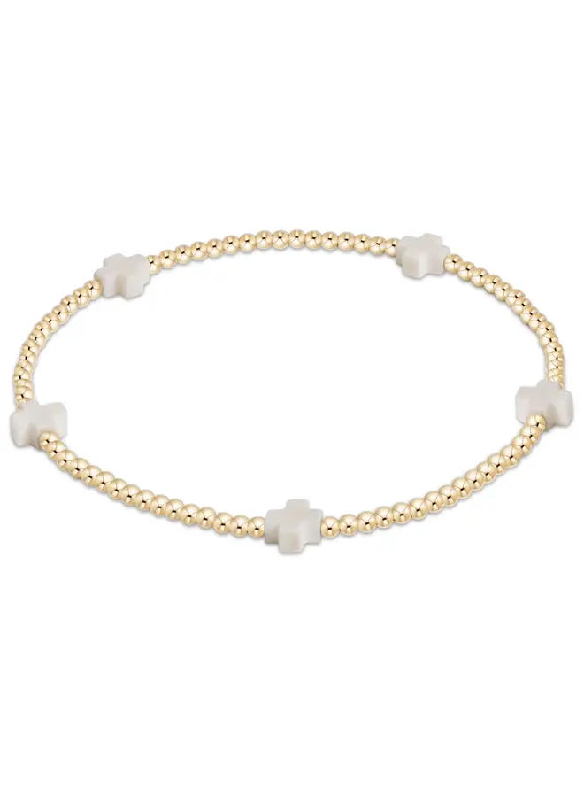 Signature Cross Small Gold Pattern 2mm Bead Bracelet