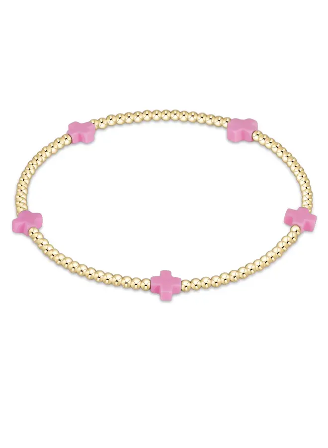 Signature Cross Small Gold Pattern 2mm Bead Bracelet