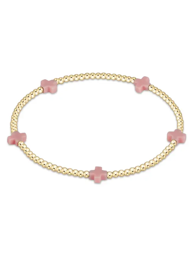 Signature Cross Small Gold Pattern 2mm Bead Bracelet