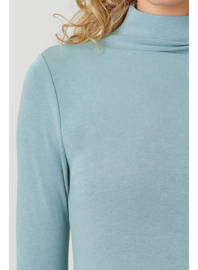 Knit Mock Neck Long Sleeve Top Soft Blue