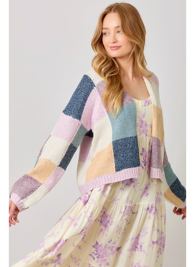 Mosaic Cardigan Lavender/Emerald