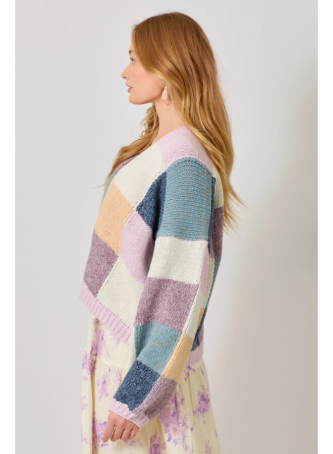Mosaic Cardigan Lavender/Emerald