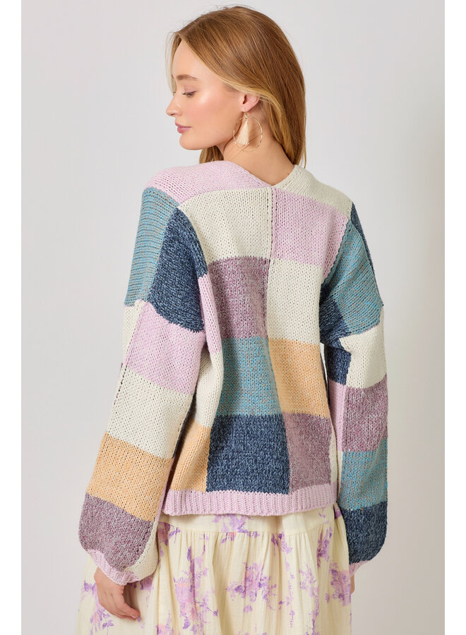 Mosaic Cardigan Lavender/Emerald