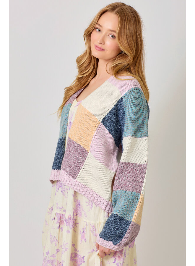 Mosaic Cardigan Lavender/Emerald