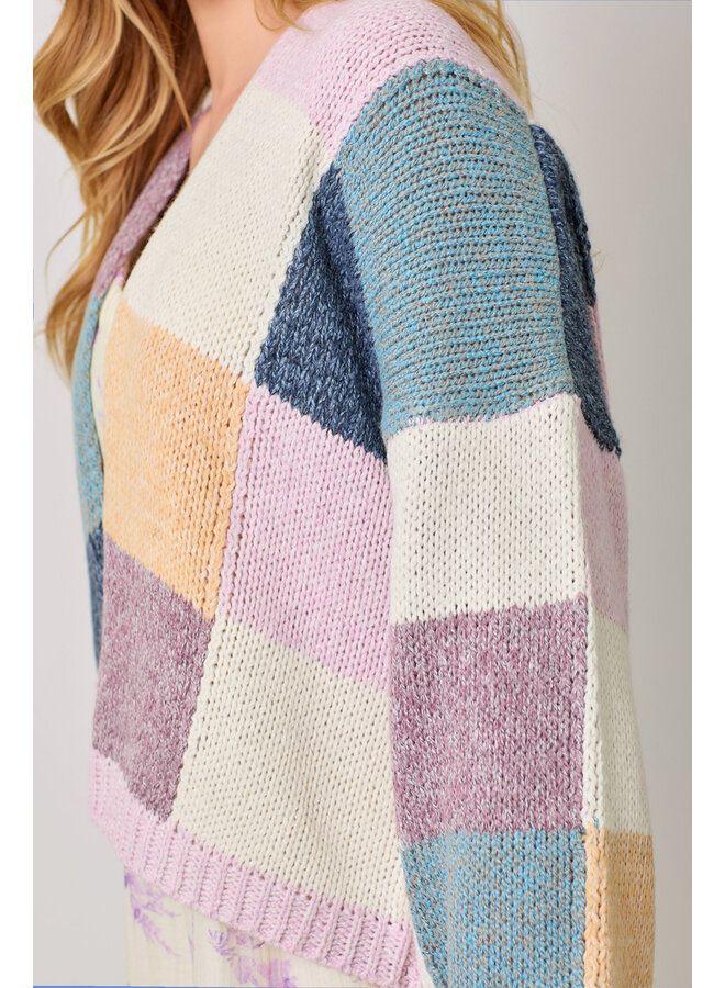 Mosaic Cardigan Lavender/Emerald