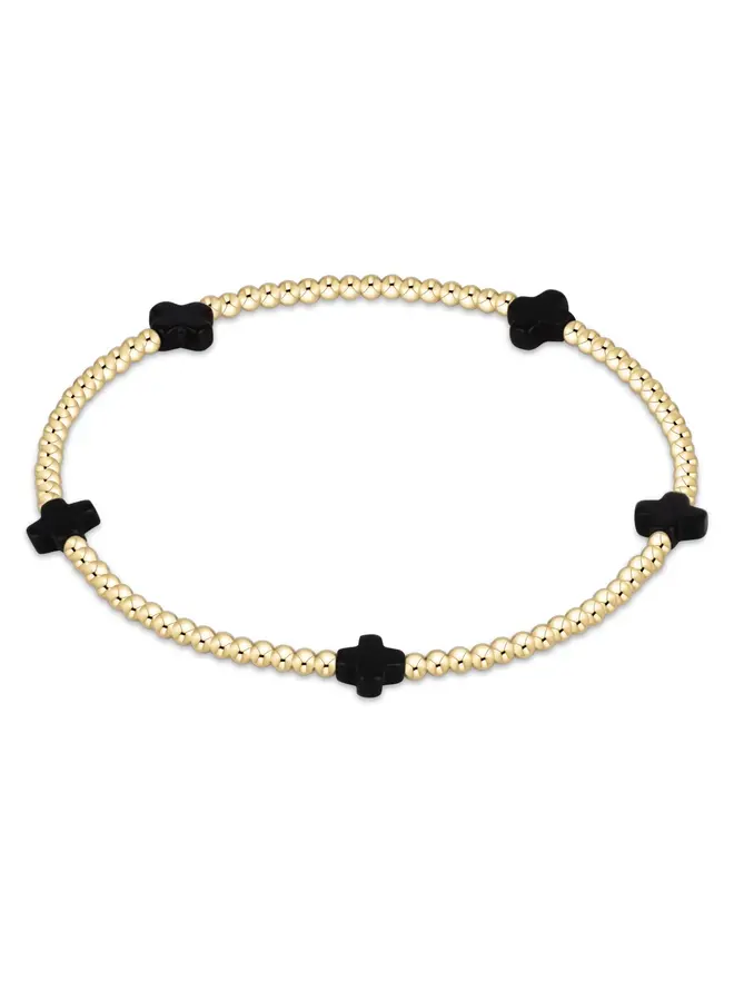 Signature Cross Small Gold Pattern 2mm Bead Bracelet