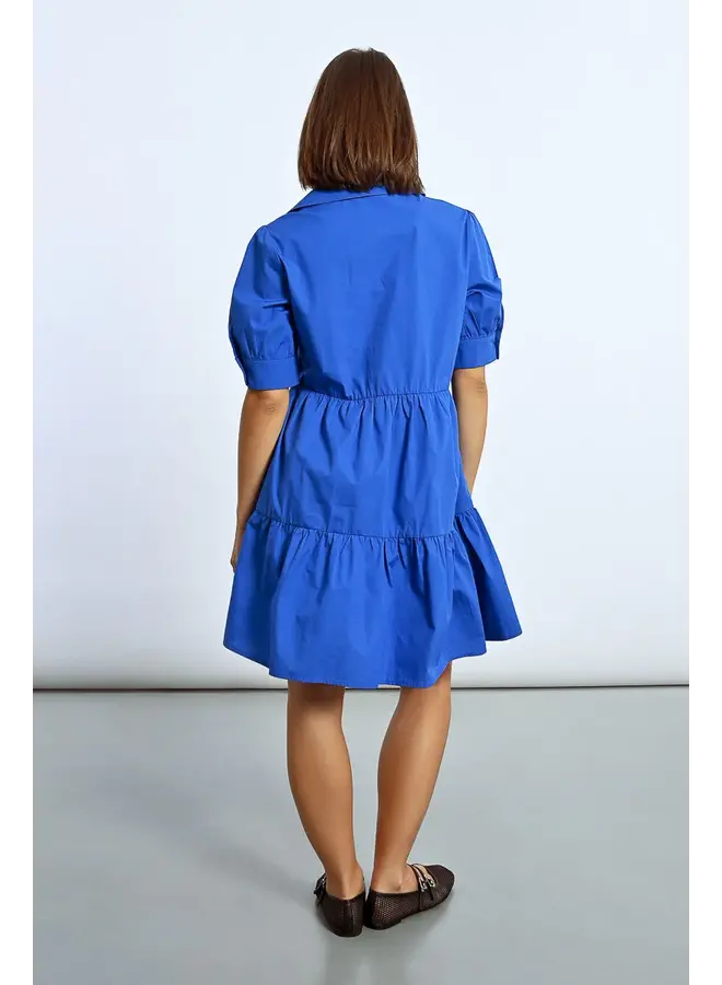 Short Sleeve Collared Dress Royal Blue