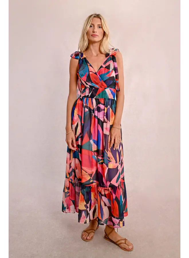 Tie Strap V-Neck Dress Multicolor Donna