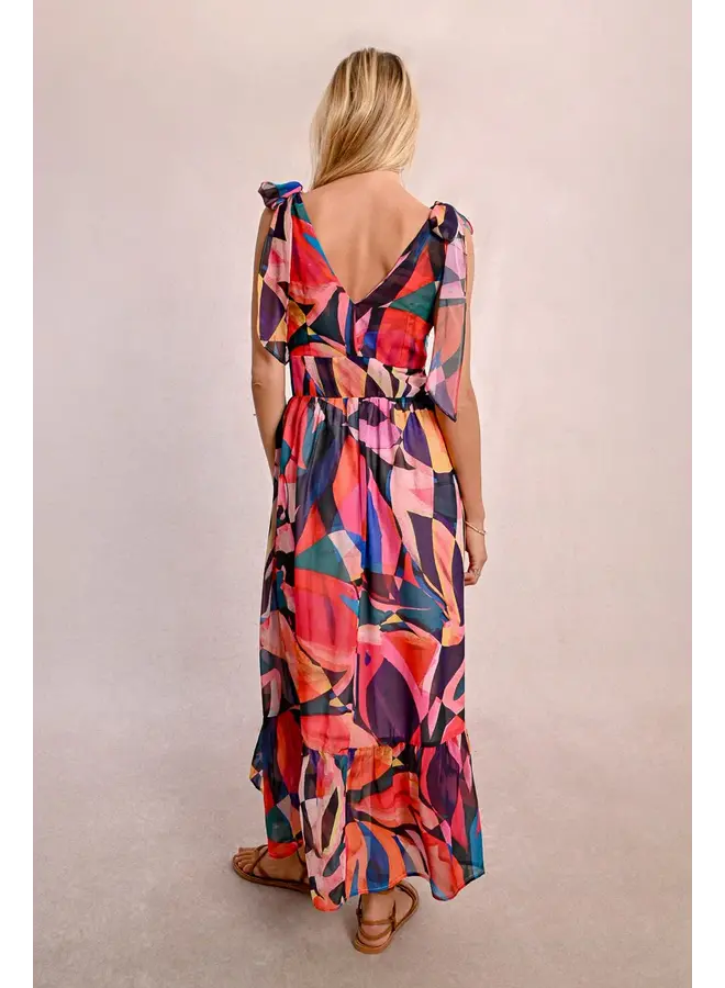 Tie Strap V-Neck Dress Multicolor Donna