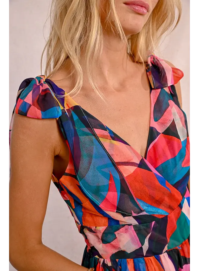Tie Strap V-Neck Dress Multicolor Donna