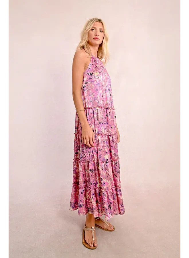 Halter Top Shimmer Dress Pink Celeste