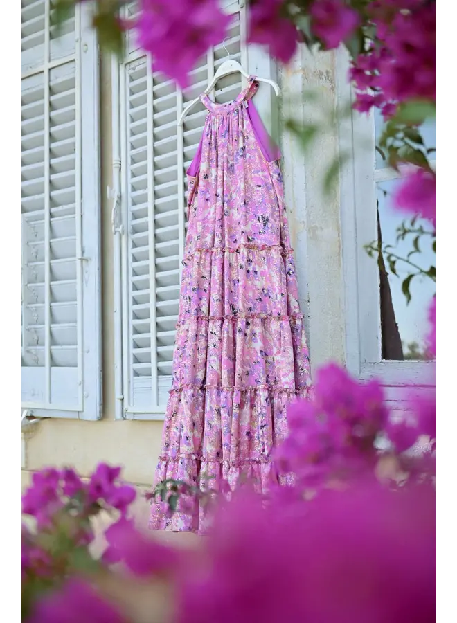 Halter Top Shimmer Dress Pink Celeste