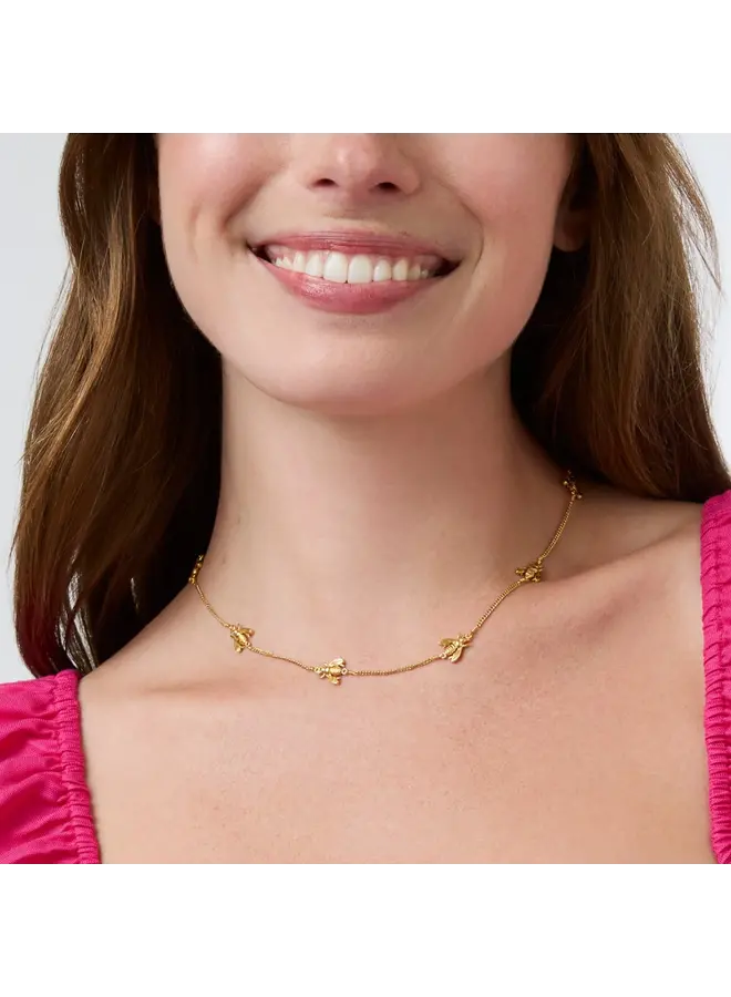 Bee Delicate Station Necklace Gold