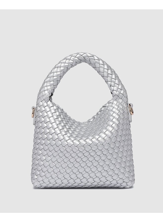 Gabby Mini Woven Shoulder Bag Silver