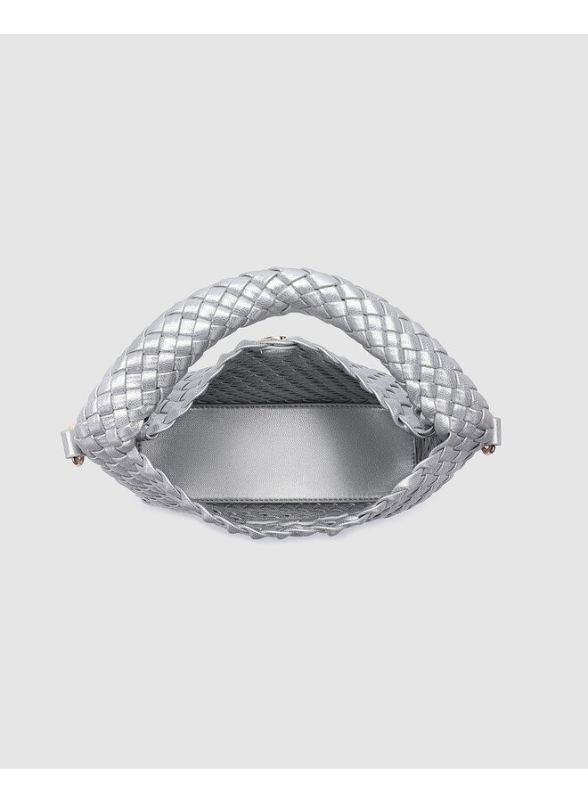 Gabby Mini Woven Shoulder Bag Silver