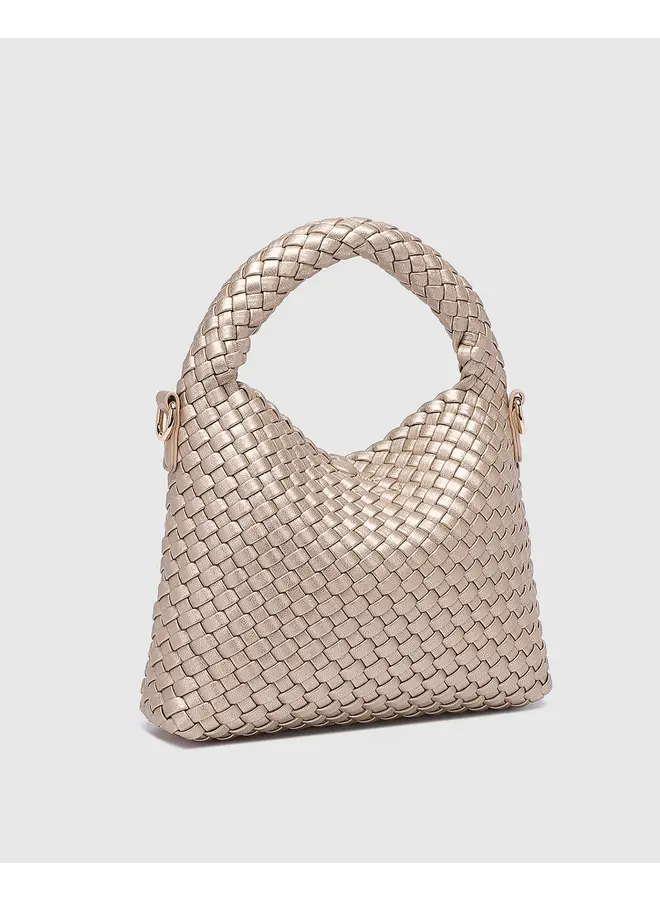 Gabby Mini Woven Shoulder Bag Pink Champagne