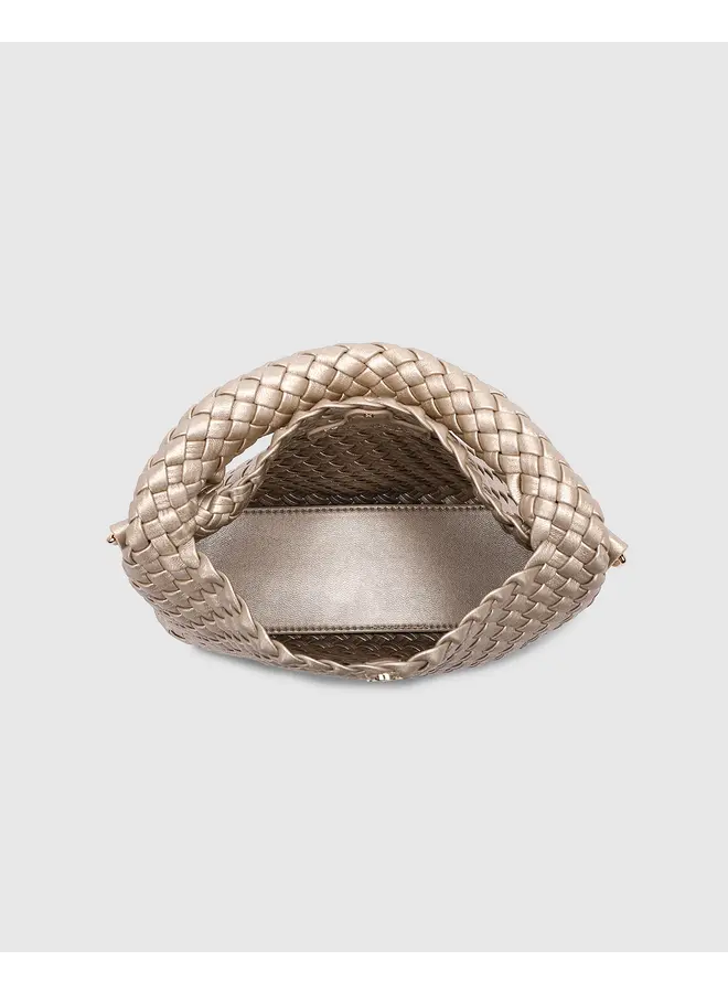 Gabby Mini Woven Shoulder Bag Pink Champagne