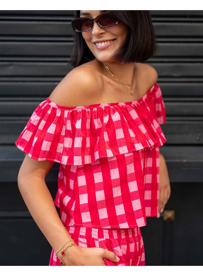 Veranda Ruffle Top Red Buffalo Check