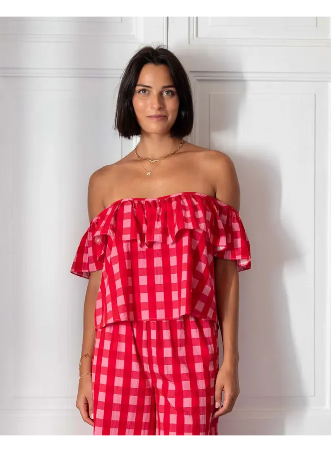 Veranda Ruffle Top Red Buffalo Check