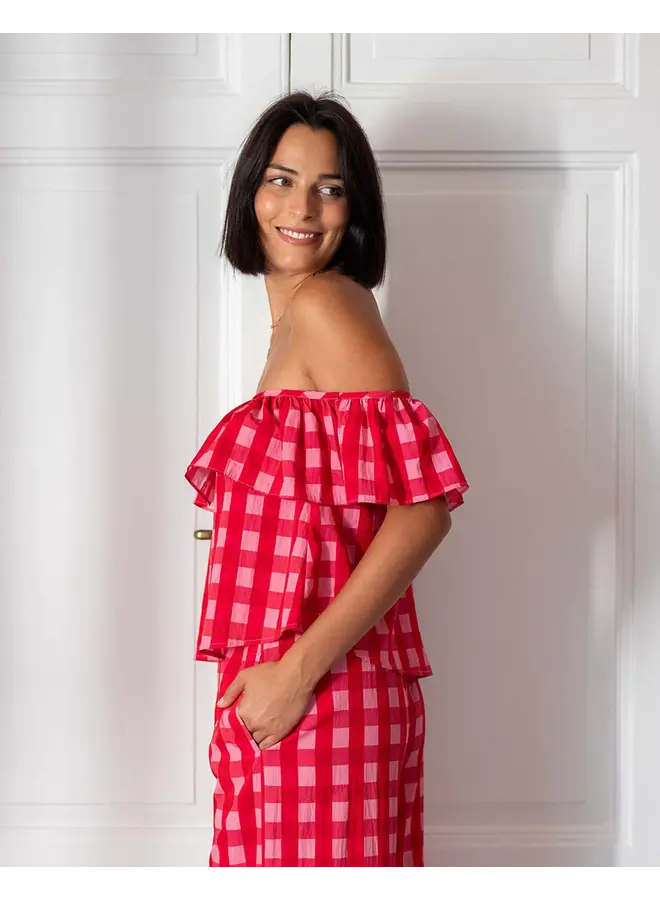 Veranda Ruffle Top Red Buffalo Check