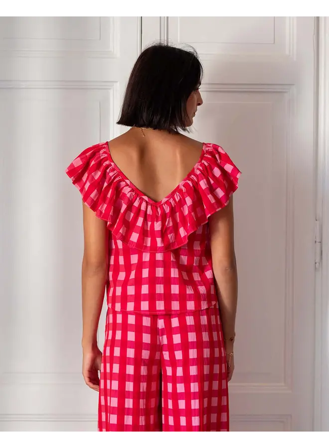 Veranda Ruffle Top Red Buffalo Check