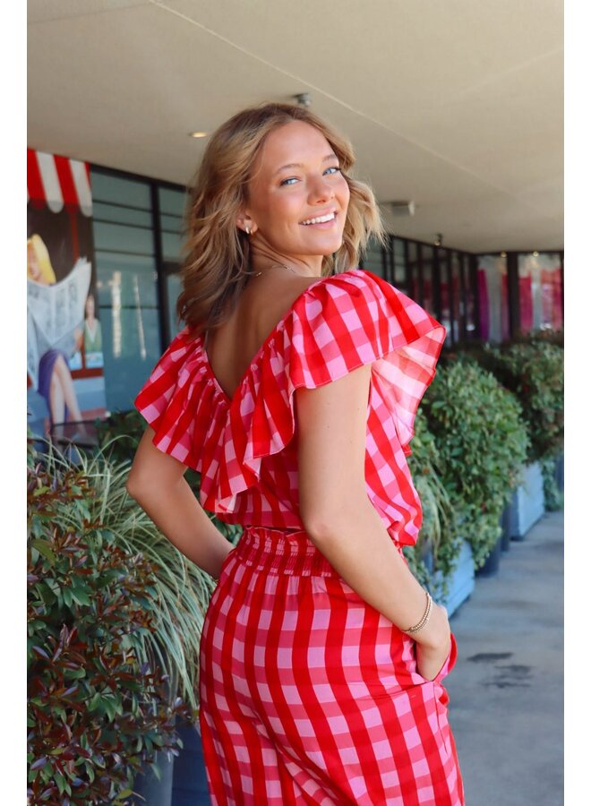 Veranda Ruffle Top Red Buffalo Check