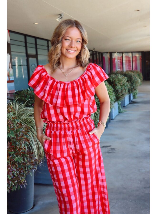 Veranda Ruffle Top Red Buffalo Check
