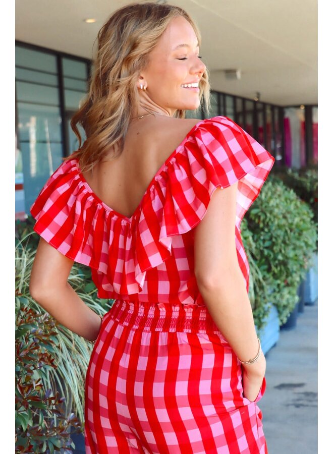 Veranda Ruffle Top Red Buffalo Check