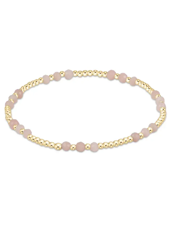 Gemstone Gold Joy Pattern 3mm Bead Bracelet Pink Opal