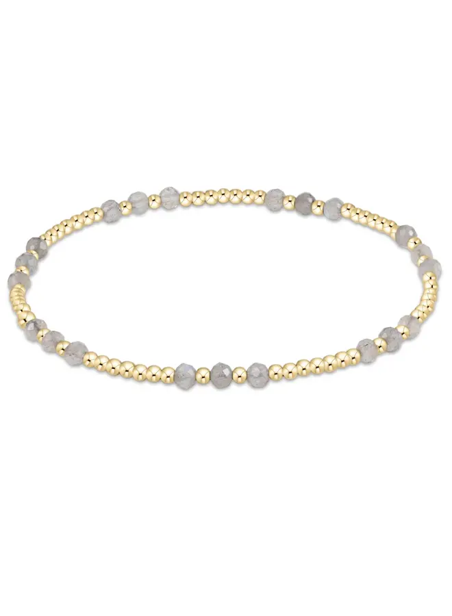 Gemstone Gold Joy Pattern 3mm Bead Bracelet Labradorite