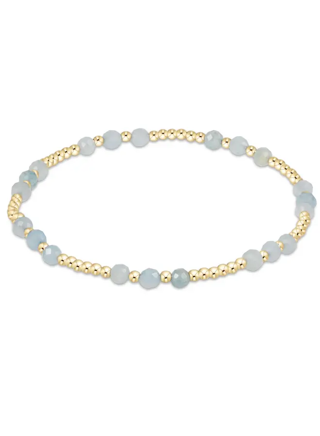 Gemstone Gold Joy Pattern 3mm Bead Bracelet Aquamarine