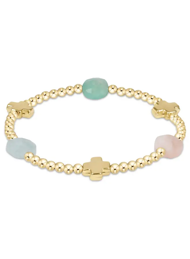 Signature Cross Admire Gold Pattern 3mm Bead Bracelet Hot Mess SS25