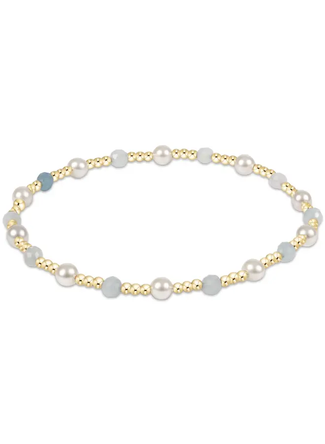 Pearl Sincerity Pattern 4mm Bead Bracelet Aquamarine