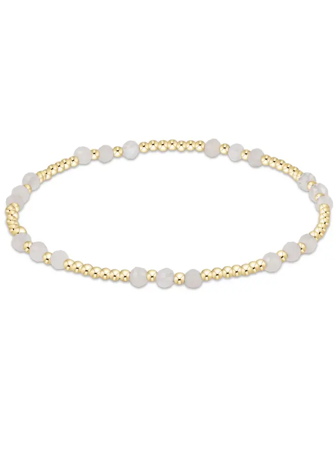 Gemstone Gold Joy Pattern 3mm Bead Bracelet Moonstone