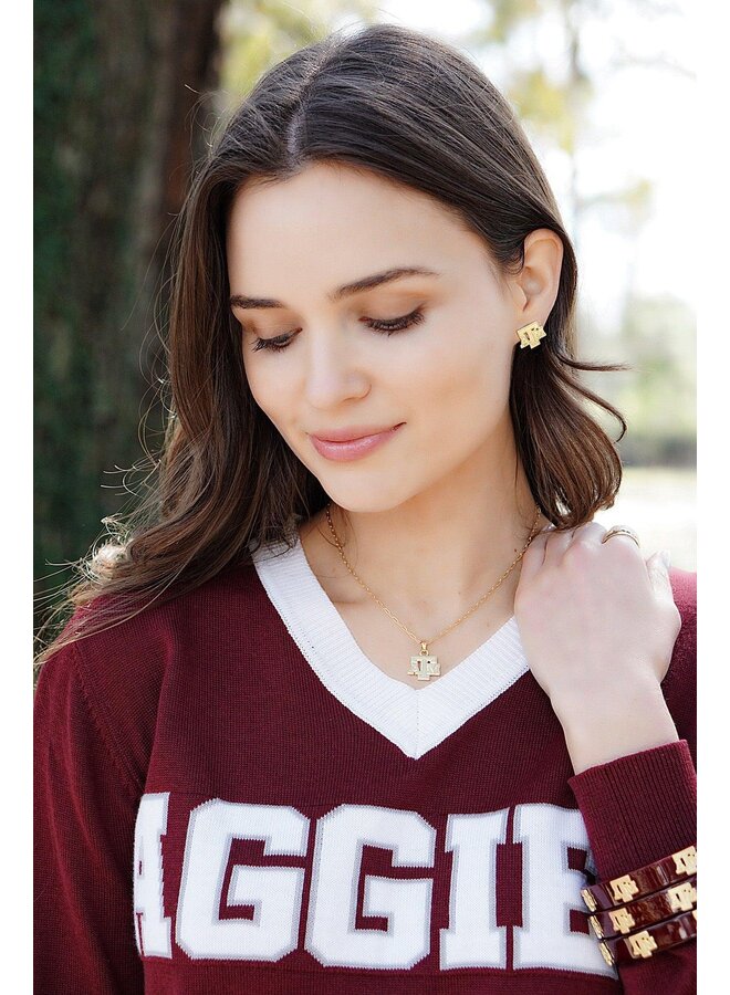 Texas A&M Aggies 24K Gold Plated Pendant Necklace