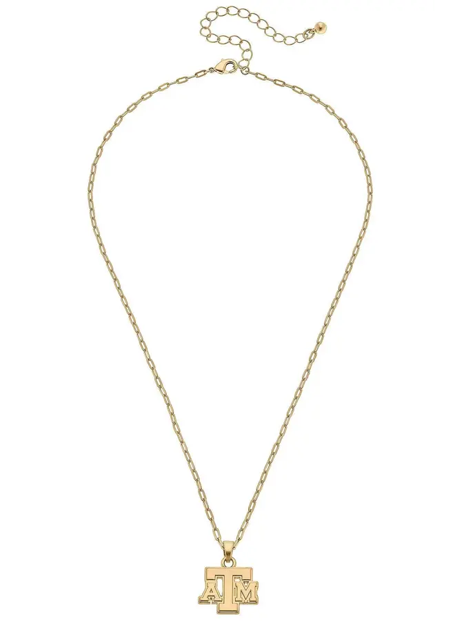 Texas A&M Aggies 24K Gold Plated Pendant Necklace