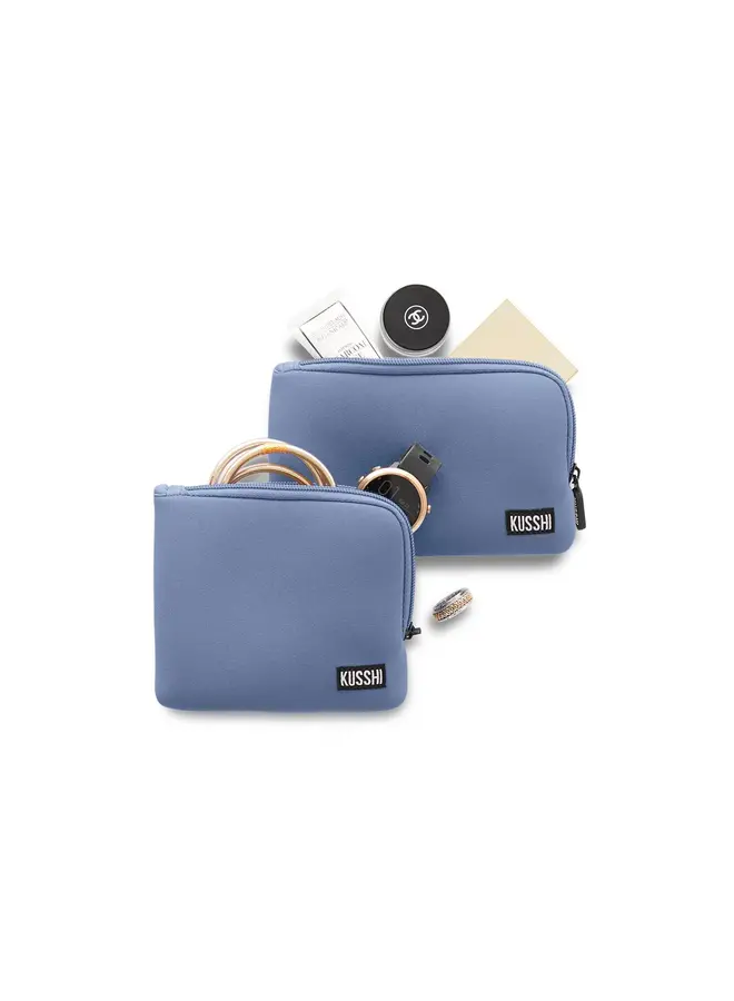 On the Go Pouch Set Neoprene Pearl Blue