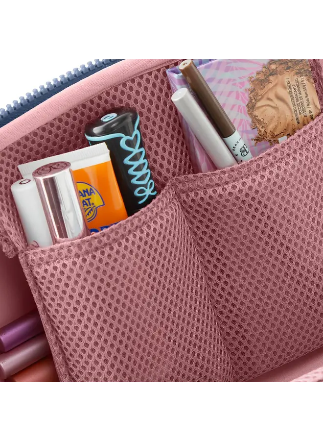 Makeup Bag Neoprene Pearl Blue with Sand Pink